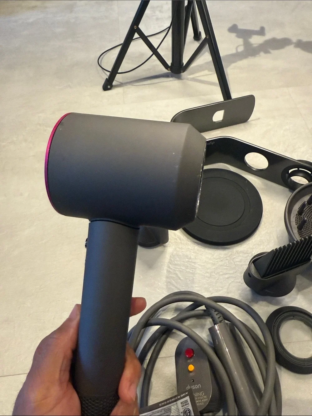Dyson Supersonic Hair Dryer HD07 | Iron/Fuchsia | Complete Set & Stand.